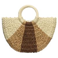 Paja Bolsa tejida, Sólido, café, trozo