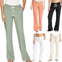 Cotton High Waist Women Casual Pants & loose Solid PC