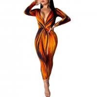 Lait Silk Sexy Package Robes hip Imprimé Rayé Orange pièce