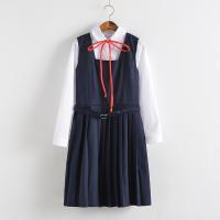 Coton Costume sexy d’écolière Robe & chemise à manches longues Bleu Ensemble