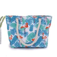 Canvas Clutch Shoulder Bag large capacity & soft surface bird pattern blue PC