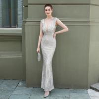 Polyester Slim & Mermaid Long Evening Dress Sequin Solid PC