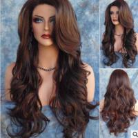 High Temperature Fiber mid-long hair Wig Can NOT perm or dye & for women flaxen PC