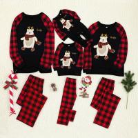 Cotton Parent-child Sleepwear & loose & thermal & breathable printed Cartoon red and black Set