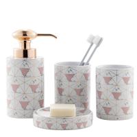 Ceramics Washing Set four piece geometric white Set