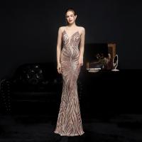 Polyester Long Evening Dress & breathable Sequin Solid PC