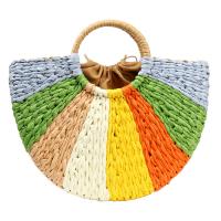 Straw hard-surface & Easy Matching Handbag multi-colored PC