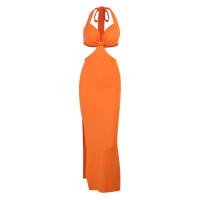 Polyester Robe d’une seule pièce Solide Orange pièce