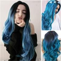 High Temperature Fiber Applies to head & Wavy Wig for women blue PC