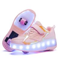 Thermo Plastic Rubber & PU Leather Roller Skates lighting Pair