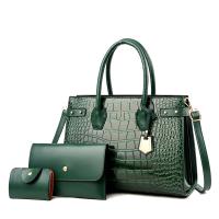 PU Leather Bag Suit soft surface & three piece crocodile grain Set