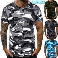 Polyester Mannen korte mouw T-shirt Afgedrukt Camouflage meer kleuren naar keuze stuk