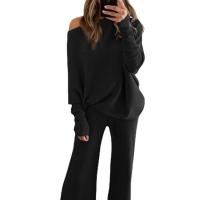 Coton Ensemble occasionnel de femmes Pantalon long & Retour au début Solide plus de couleurs pour le choix Ensemble