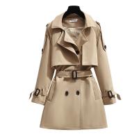 Polyester Slim Women Trench Coat & with belt patchwork Solid PC