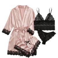 Satin Ensemble de pyjama de femmes Court & robe & String & camis teint nature plus de couleurs pour le choix Ensemble