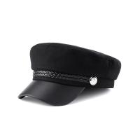 Woollen Cloth Flatcap for women plain dyed Solid black : PC