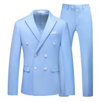 Acetate Fiber Men Suit & two piece Pants & coat Solid Set
