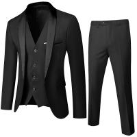 Acetate Fiber Men Suit & three piece vest & Pants & coat Solid Set