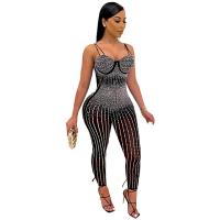 Polyester Long Jumpsuit see through look iron-on PC