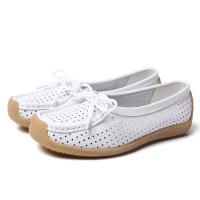 Cuir Chaussures paresseuses pour femmes Solide Blanc Paire