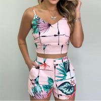 Polyester Plus Size Women Casual Set short pants & camis printed Set