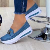 Synthetic Leather heighten & Platform Women Casual Shoes hardwearing & breathable Solid Pair