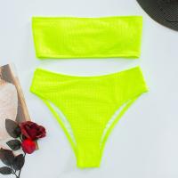 Polyester High Waist Tankinis Set & tube Solid Set