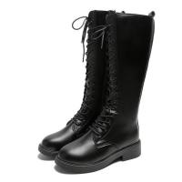 PU Leder Stiefel, Schwarz,  Paar