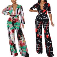 Polyester Wide Leg Trousers Long Jumpsuit irregular & deep V PC