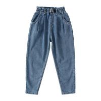 Polyester Meisje Casual Pant Lappendeken Solide Blauwe stuk