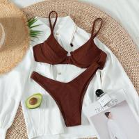 Poliestere Bikiny Patchwork Pevné Brown Nastavit