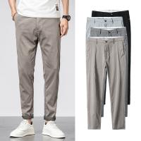 Lyocel Fiber Nine Point Pants Men Casual Pants flexible & with pocket Solid PC