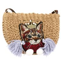 Paille Sac à bandoulière tissé Chats pièce