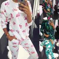 Venetian Women Casual Set & two piece Long Trousers & long sleeve blouses printed Set