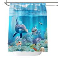 Polyester mildew proofing & Waterproof Shower Curtain printed Cartoon blue PC