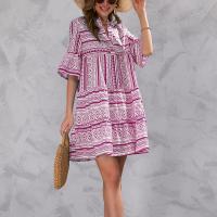 Polyester One-piece Dress & loose printed PC