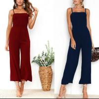 Cellulose Acetate Fibre Nine Point Pants Long Jumpsuit backless patchwork Solid PC