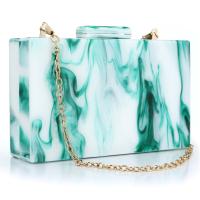 Acrylique Sac d’embrayage blanc et vert pièce