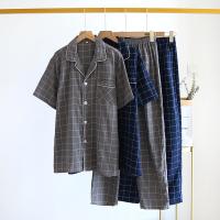 Coton Ensemble de pyjama d’été hommes Imprimé Plaid plus de couleurs pour le choix Ensemble