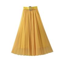 Polyester Slim & High Waist Skirt large hem design patchwork Solid : PC