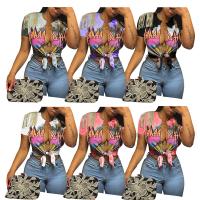 Spandex Slim & Plus Size Women Short Sleeve T-Shirts Silicone printed PC