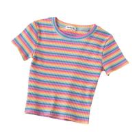 Algodón Mujeres Camisetas de manga corta, impreso, a rayas, más colores para elegir,  trozo