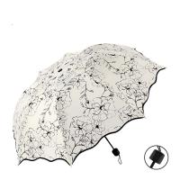 Nylon Umbrella 8 rid-frame & sun protection & 3 folding printed PC