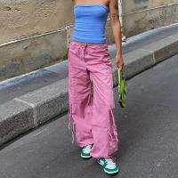 Polyester Women Long Trousers slimming & loose patchwork Solid pink PC