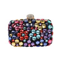 Rhinestone & Polyester hard-surface Clutch Bag with chain & with rhinestone geometric PC