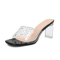 PVC chunky High-Heeled Shoes & with rhinestone Pair