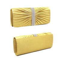 Satin Clutch Bag with chain & with rhinestone PC