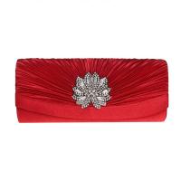 Satin Clutch Bag with chain & with rhinestone PC