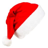 Pleuche Christmas Hat, schlicht gefärbt, Solide, rot und weiß,  Stück