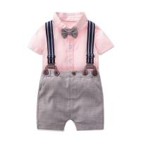 Baumwolle Junge Sommer Kleidung Set, Hose aussetzen & Teddy, schlicht gefärbt, Solide, Rosa,  Festgelegt